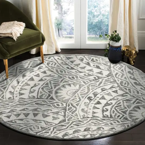 Gray Decorative Waves Area Rug Photo 5
