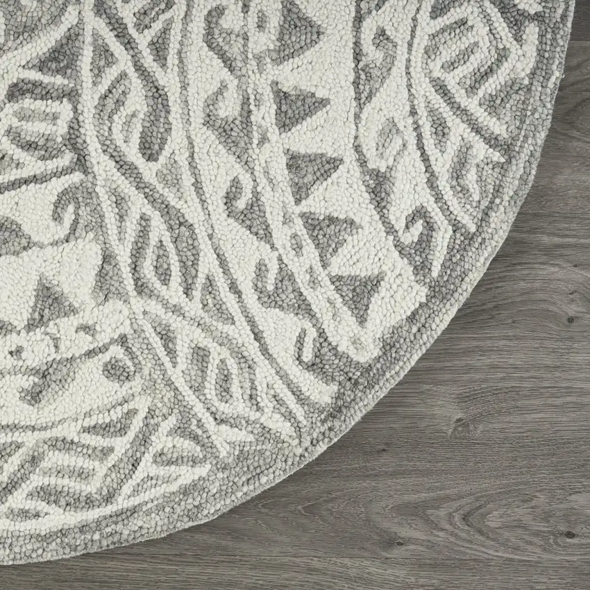 Gray Decorative Waves Area Rug Photo 8