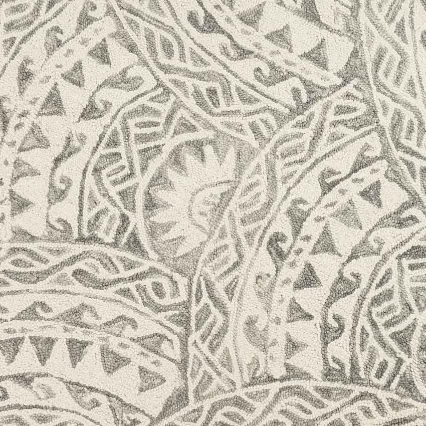 4' Round Gray Decorative Waves Area Rug Photo 2