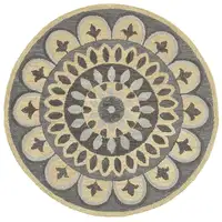 Photo of 4' Round Gray Floral Bloom Area Rug
