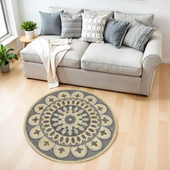 Gray Floral Bloom Area Rug Photo 2