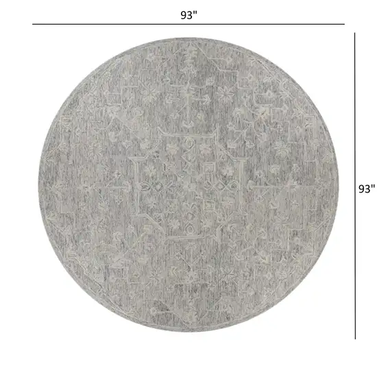 8' Round Gray Floral Finesse Area Rug Photo 8
