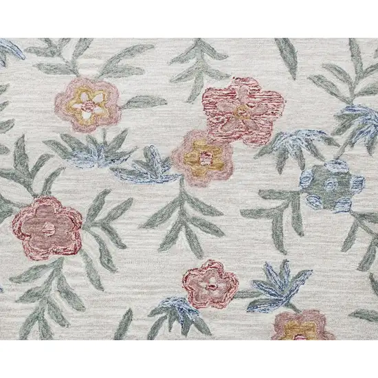 4' Round Gray Floral Traditional Area Rug Photo 2