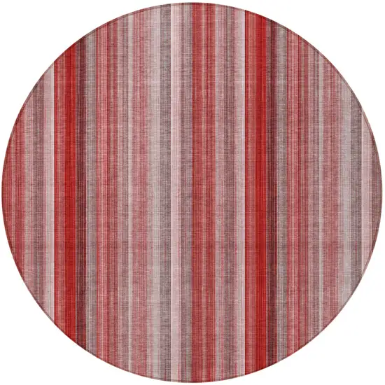 Gray Pink and Red Round Striped Washable Non Skid Indoor Outdoor Area Rug Photo 4