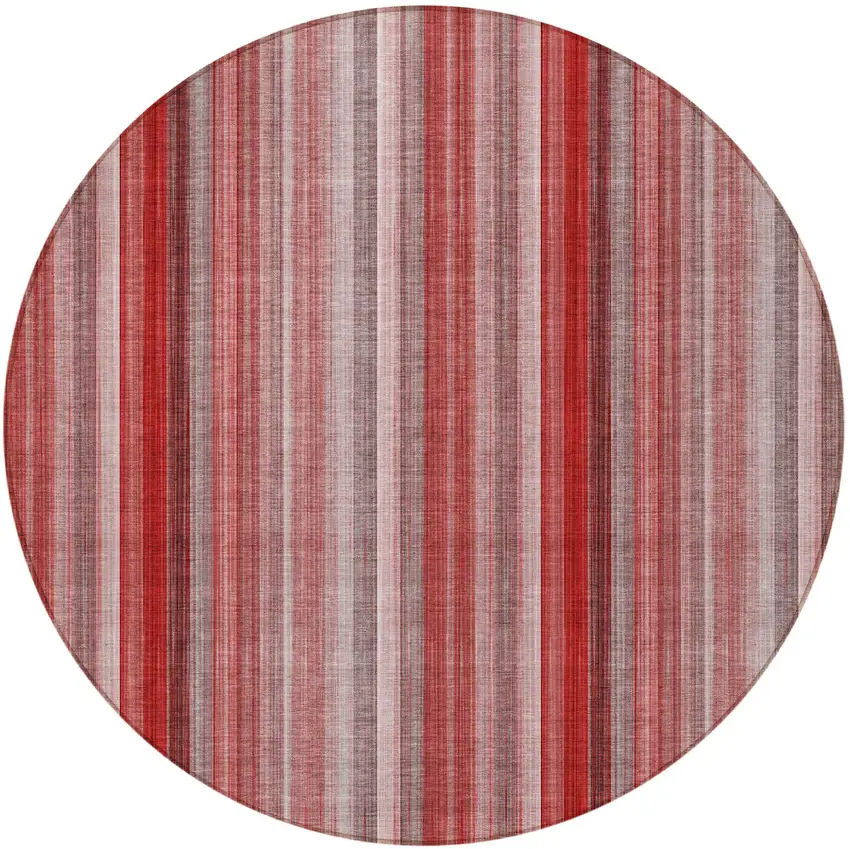 Gray Pink and Red Round Striped Washable Non Skid Indoor Outdoor Area Rug Photo 4