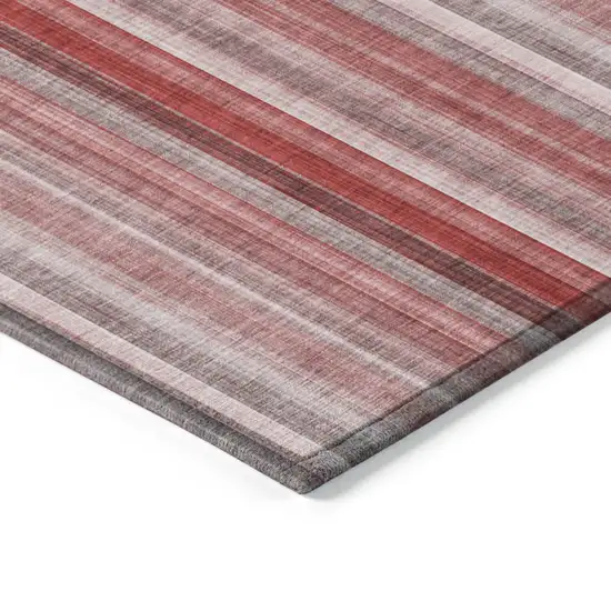 Gray Pink and Red Round Striped Washable Non Skid Indoor Outdoor Area Rug Photo 6