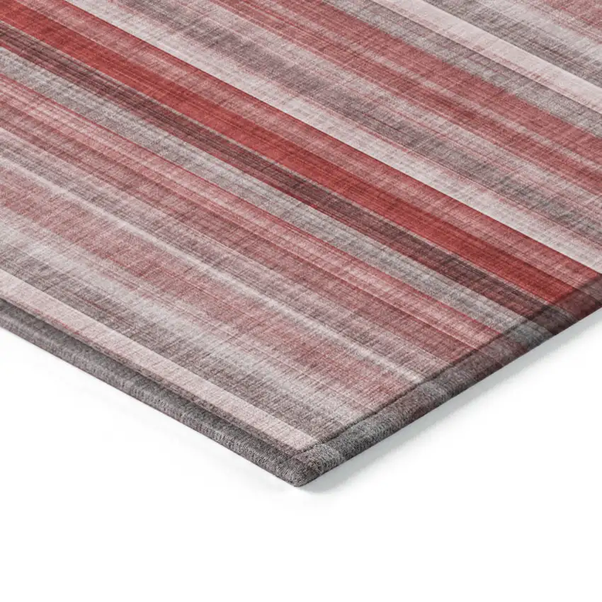 Gray Pink and Red Round Striped Washable Non Skid Indoor Outdoor Area Rug Photo 6