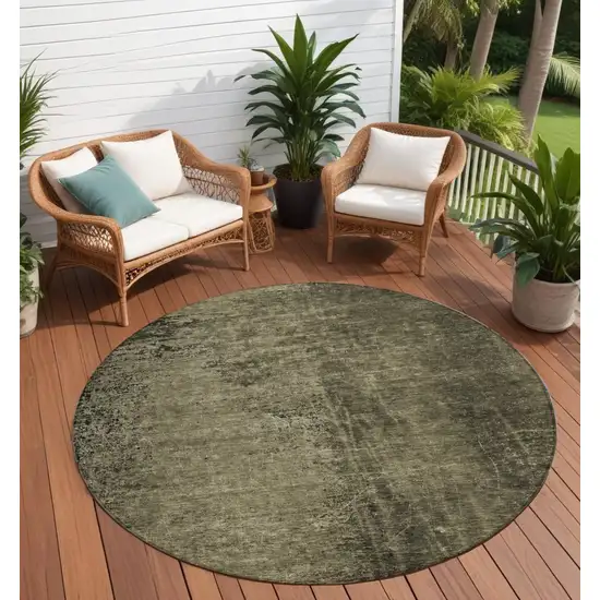 Gray Round Abstract Washable Non Skid Indoor Outdoor Area Rug Photo 1