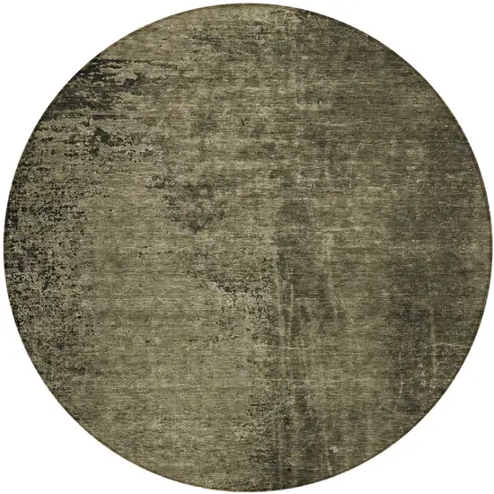 Gray Round Abstract Washable Non Skid Indoor Outdoor Area Rug Photo 2