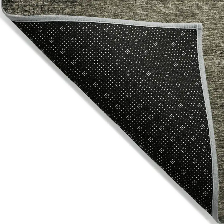 Gray Round Abstract Washable Non Skid Indoor Outdoor Area Rug Photo 6
