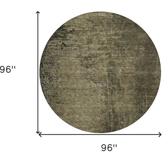 Gray Round Abstract Washable Non Skid Indoor Outdoor Area Rug Photo 3
