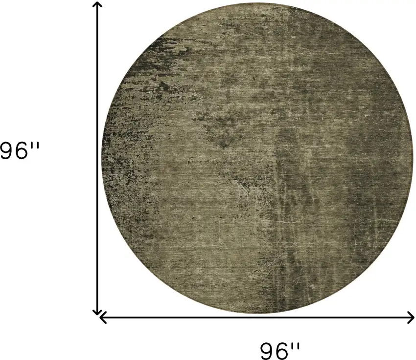 Gray Round Abstract Washable Non Skid Indoor Outdoor Area Rug Photo 3