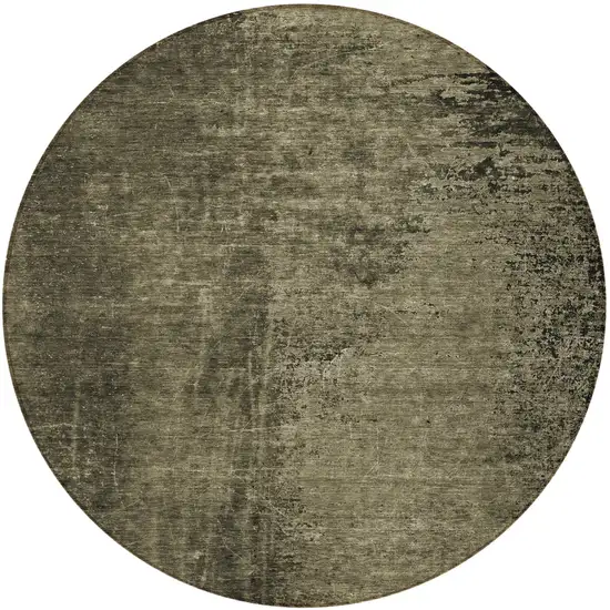 Gray Round Abstract Washable Non Skid Indoor Outdoor Area Rug Photo 5