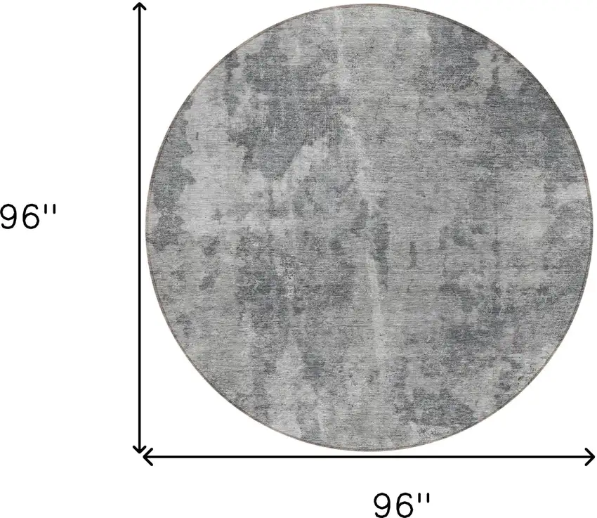 Gray Round Abstract Washable Non Skid Indoor Outdoor Area Rug Photo 3