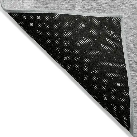 Gray Round Abstract Washable Non Skid Indoor Outdoor Area Rug Photo 6
