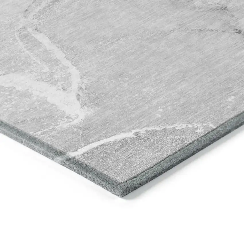 8' Round Gray Round Abstract Washable Non Skid Indoor Outdoor Area Rug Photo 7