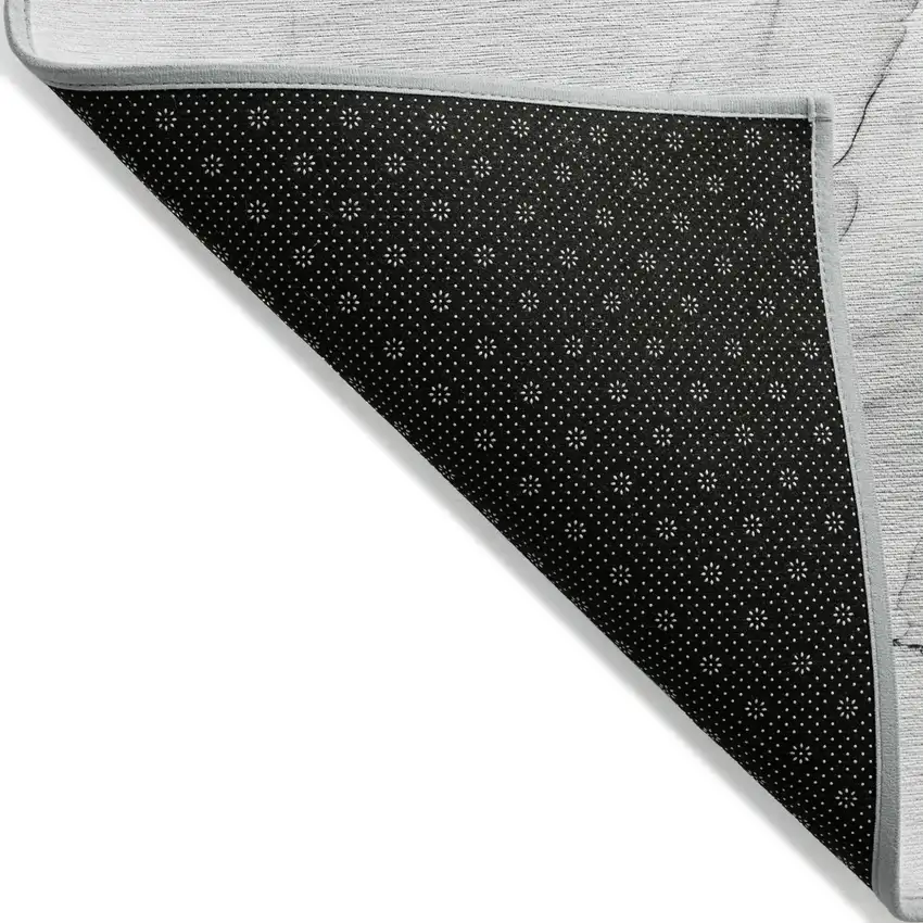 Gray Round Abstract Washable Non Skid Indoor Outdoor Area Rug Photo 6