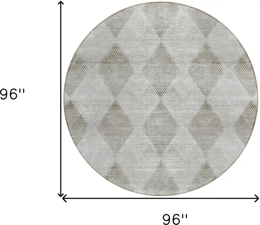 Gray Round Geometric Washable Non Skid Indoor Outdoor Area Rug Photo 3
