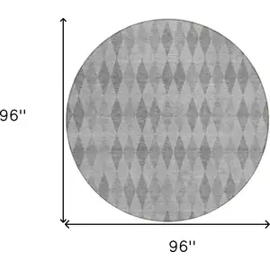 Photo of 8' Round Gray Round Geometric Washable Non Skid Indoor Outdoor Area Rug