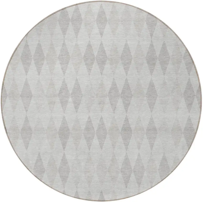 8' Round Gray Round Geometric Washable Non Skid Indoor Outdoor Area Rug Photo 5
