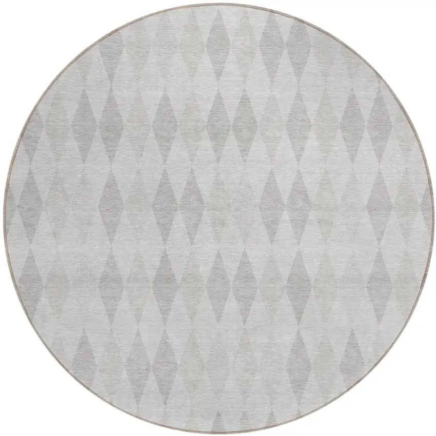 8' Round Gray Round Geometric Washable Non Skid Indoor Outdoor Area Rug Photo 2