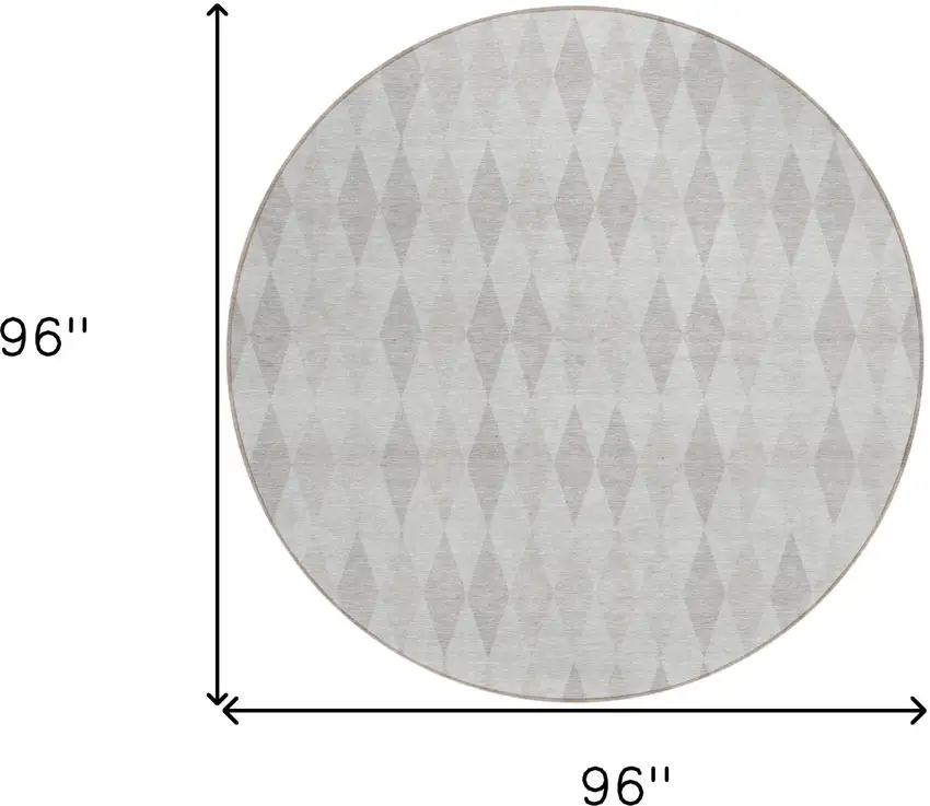 8' Round Gray Round Geometric Washable Non Skid Indoor Outdoor Area Rug Photo 3
