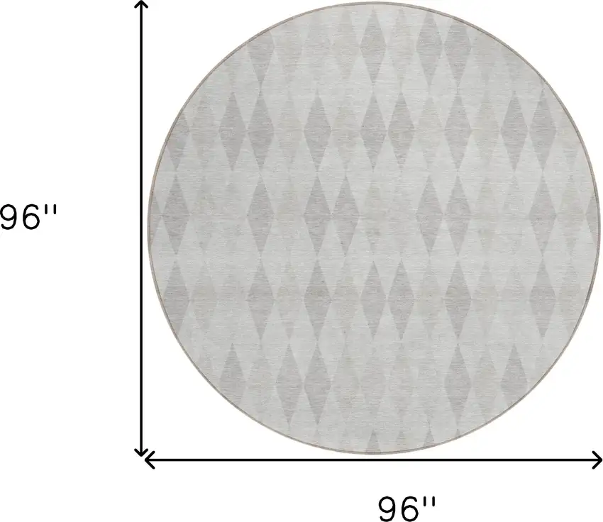 8' Round Gray Round Geometric Washable Non Skid Indoor Outdoor Area Rug Photo 3