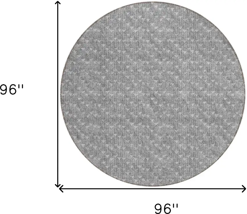 Gray Round Geometric Washable Non Skid Indoor Outdoor Area Rug Photo 9