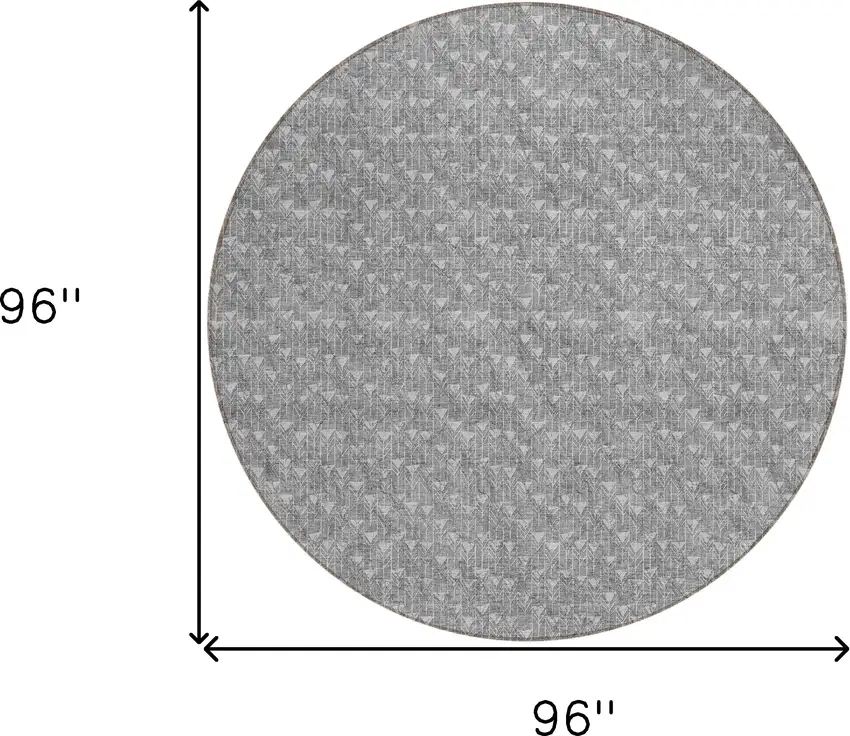 Gray Round Geometric Washable Non Skid Indoor Outdoor Area Rug Photo 9