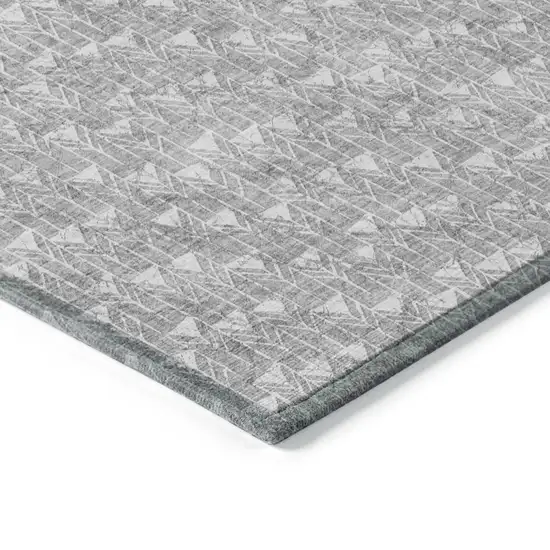 8' Round Gray Round Geometric Washable Non Skid Indoor Outdoor Area Rug Photo 5