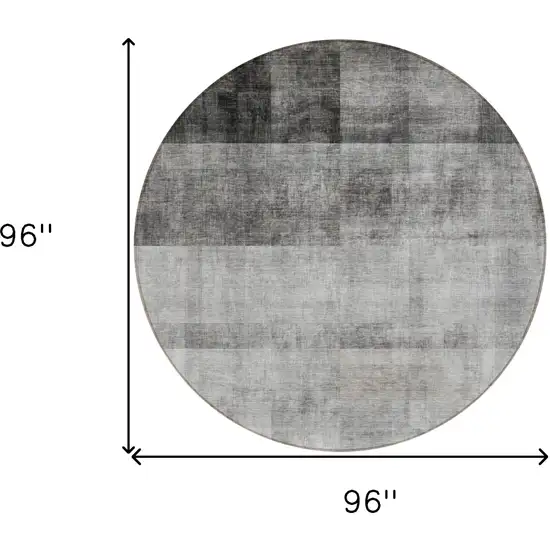 Gray Round Ombre Washable Non Skid Indoor Outdoor Area Rug Photo 3