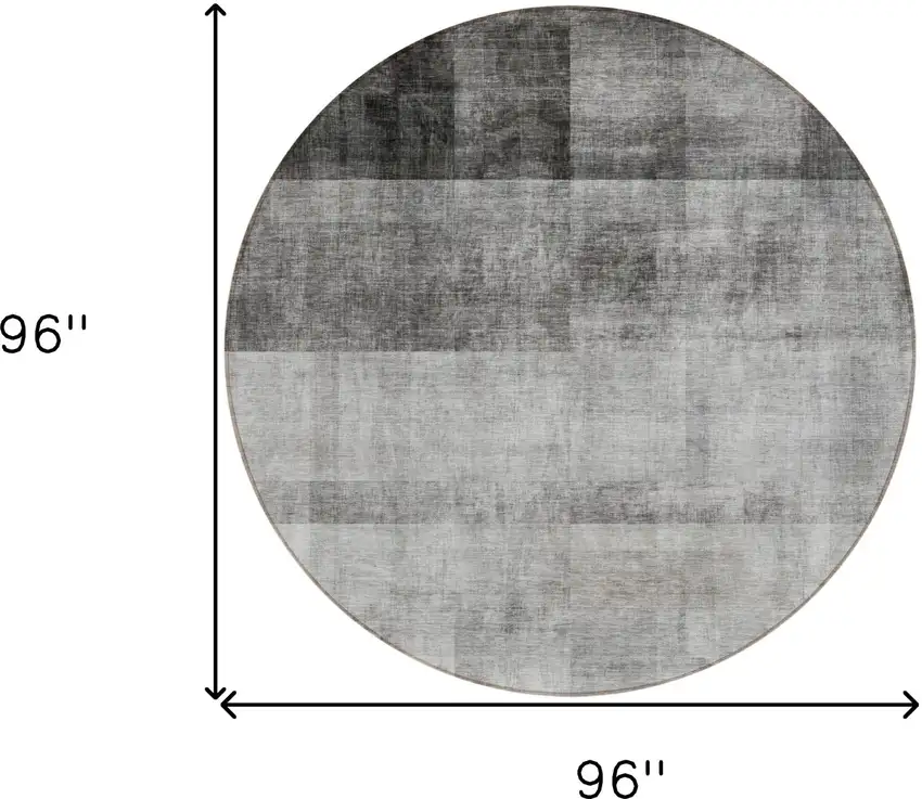 Gray Round Ombre Washable Non Skid Indoor Outdoor Area Rug Photo 3