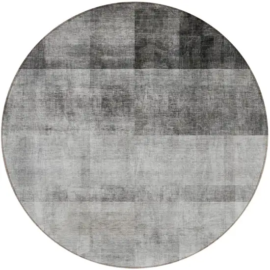 Gray Round Ombre Washable Non Skid Indoor Outdoor Area Rug Photo 4