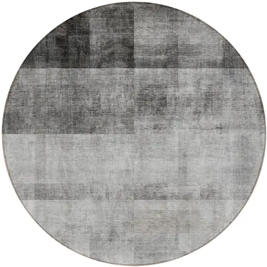 Gray Round Ombre Washable Non Skid Indoor Outdoor Area Rug Photo 2
