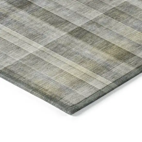 Gray Round Plaid Washable Non Skid Indoor Outdoor Area Rug Photo 6