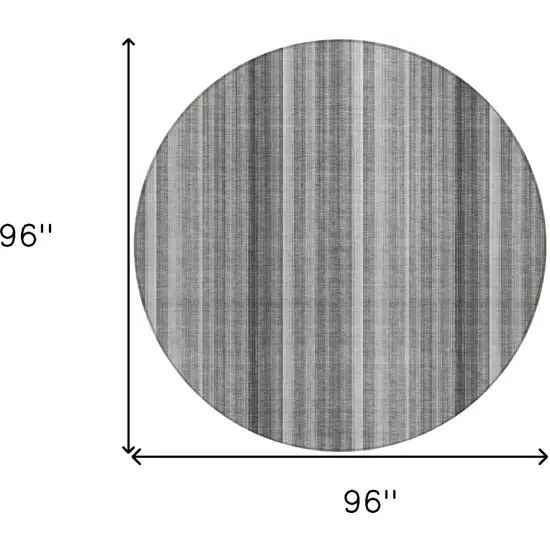 Gray Round Striped Washable Non Skid Indoor Outdoor Area Rug Photo 3
