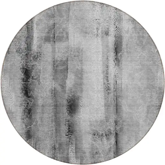 Gray Round Washable Non Skid Indoor Outdoor Area Rug Photo 2