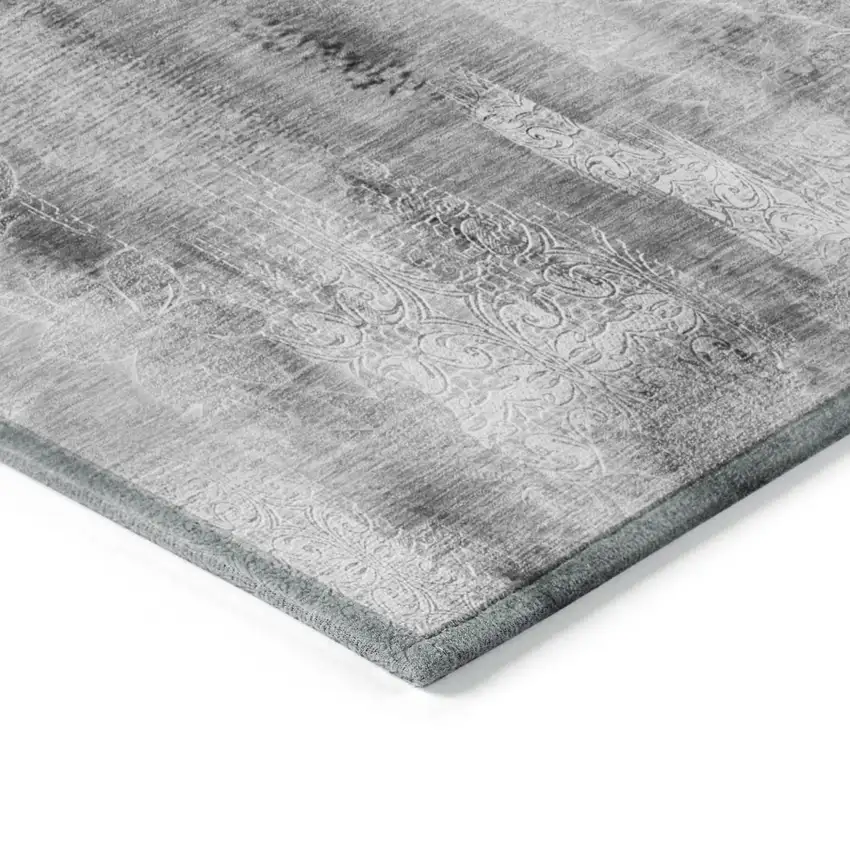 Gray Round Washable Non Skid Indoor Outdoor Area Rug Photo 6
