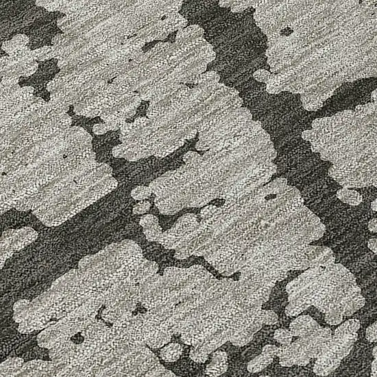 Gray and Black Round Abstract Washable Non Skid Indoor Outdoor Area Rug Photo 8