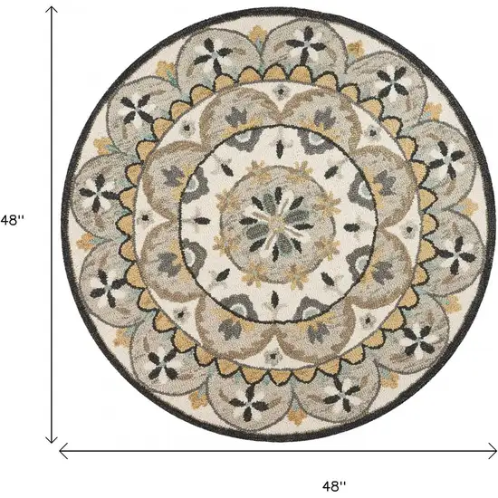 Gray And Ivory Floral Bloom Area Rug Photo 3