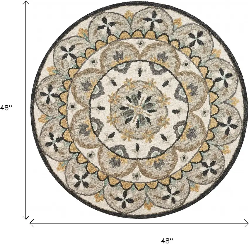 Gray And Ivory Floral Bloom Area Rug Photo 3