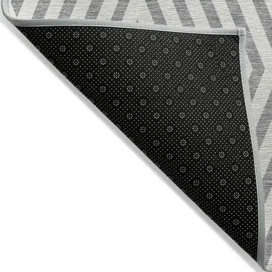 8' Gray And Ivory Round Geometric Washable Indoor Outdoor Area Rug Photo 6