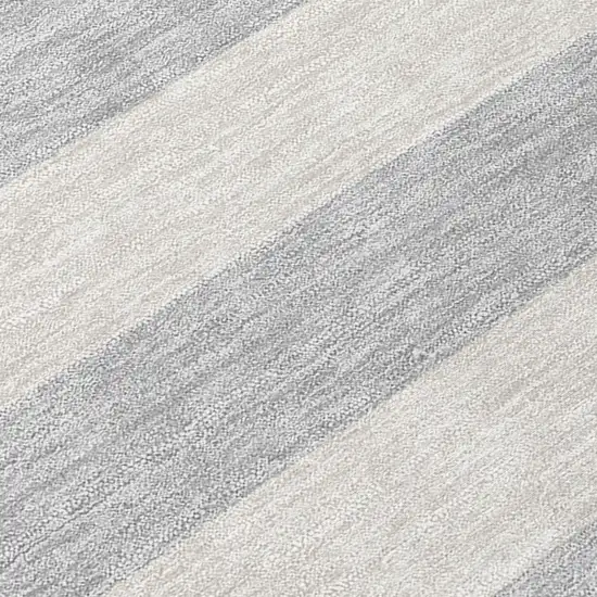 Gray and Ivory Round Striped Washable Non Skid Indoor Outdoor Area Rug Photo 8