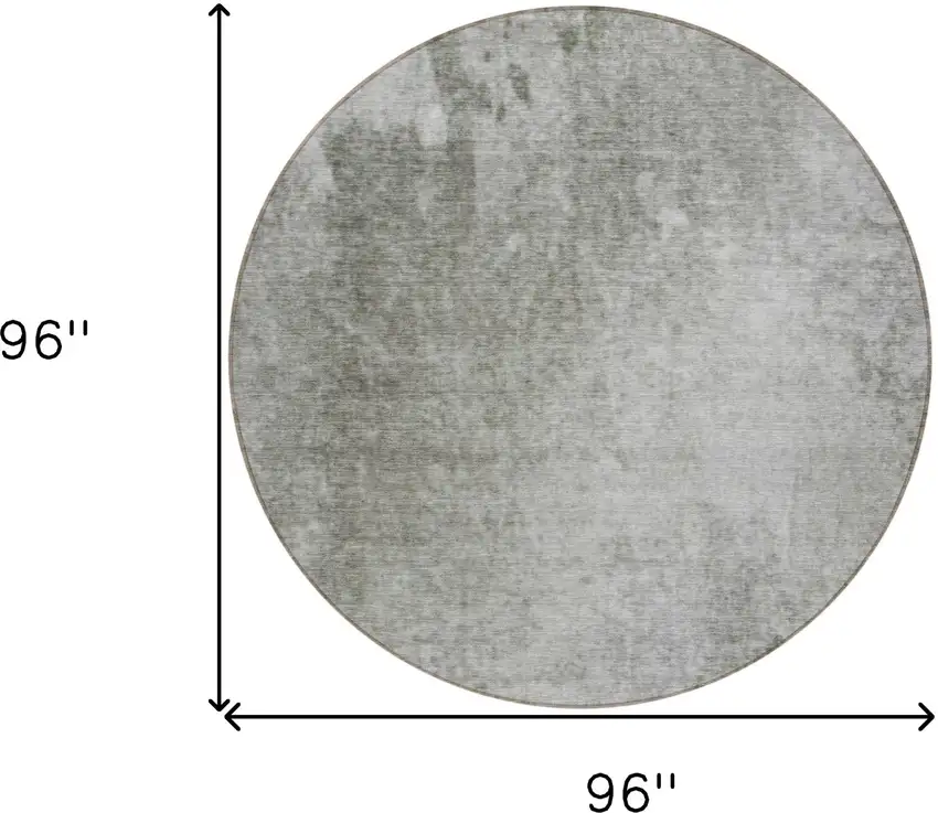 Gray and Off White Round Abstract Washable Non Skid Indoor Outdoor Area Rug Photo 3