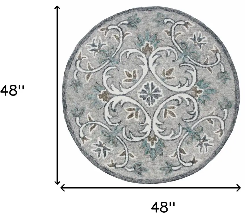 Gray and White Filigree Area Rug Photo 9