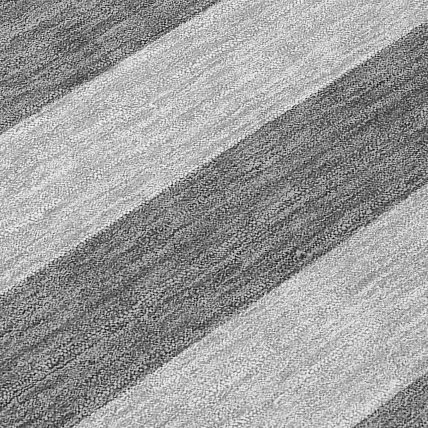 Gray and White Round Striped Washable Non Skid Indoor Outdoor Area Rug Photo 8