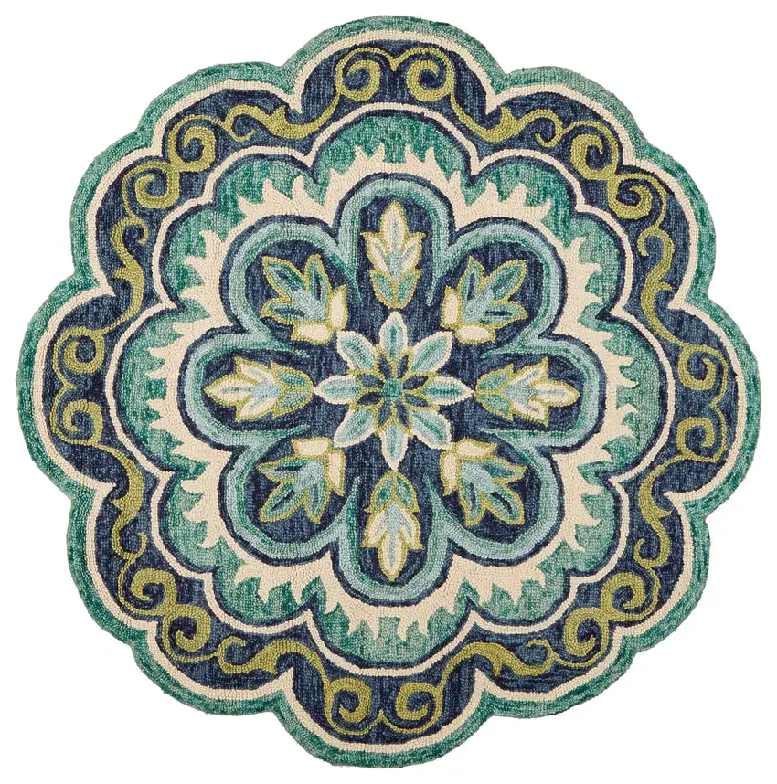 Green Floral Artwork Area Rug Photo 7