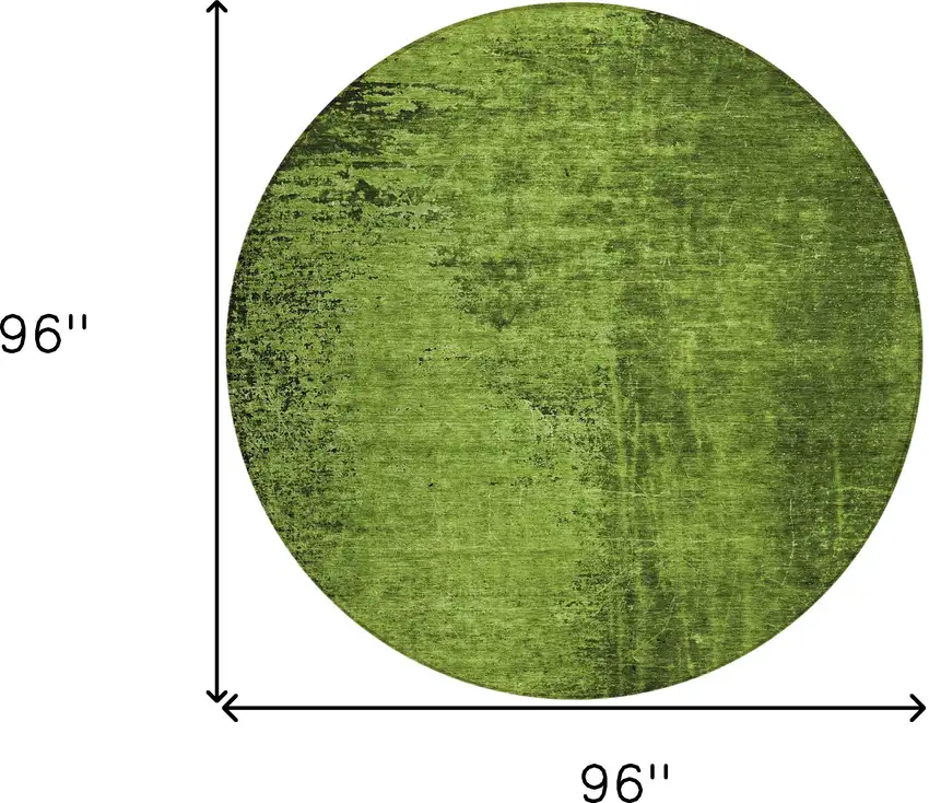 8' Round Green Round Abstract Washable Non Skid Indoor Outdoor Area Rug Photo 3