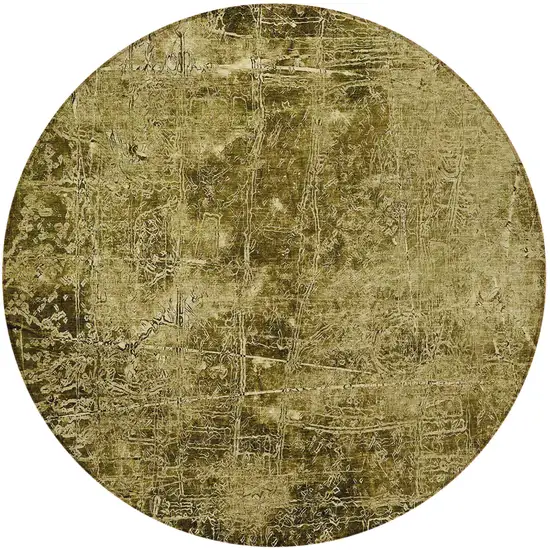 8' Green Round Abstract Washable Indoor Outdoor Area Rug Photo 3
