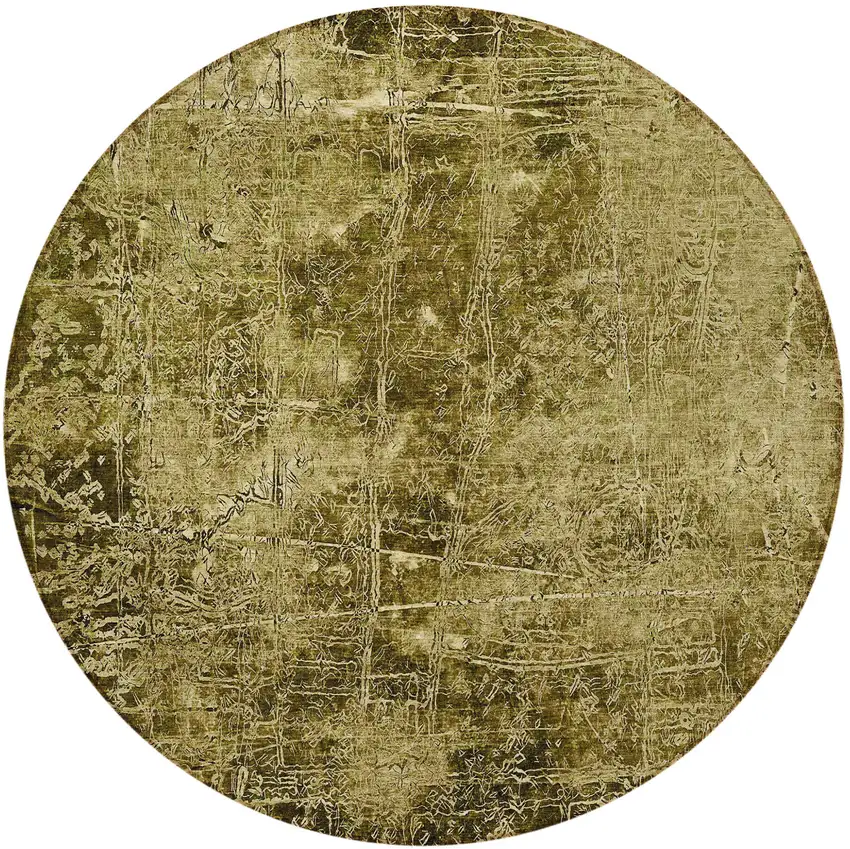 8' Green Round Abstract Washable Indoor Outdoor Area Rug Photo 3
